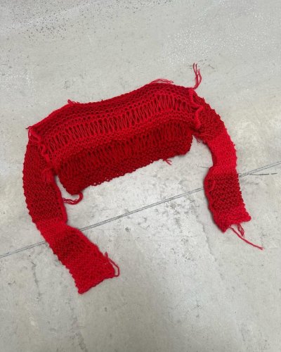 RED HAND-KNITTED SWEATER