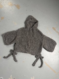 GREY KNITTED TOP WITH HOOD