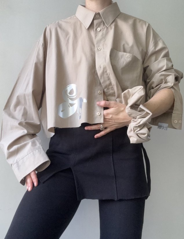 BEIGE CROPPED SHIRT