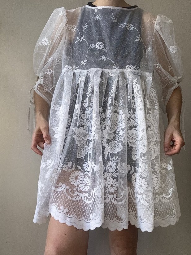 UPCYCLED CURTAIN DRESS SHORT