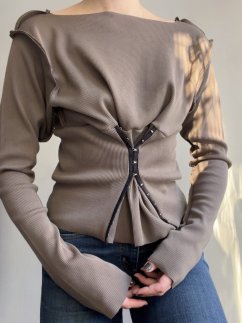 AMANDA CORSET KHAKI TOP