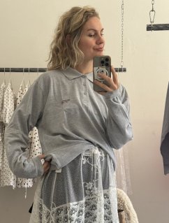 GREY LONGSLEEVE POLO T-SHIRT XXL