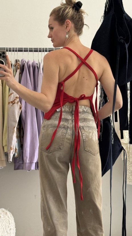 RED OPEN BACK TOP