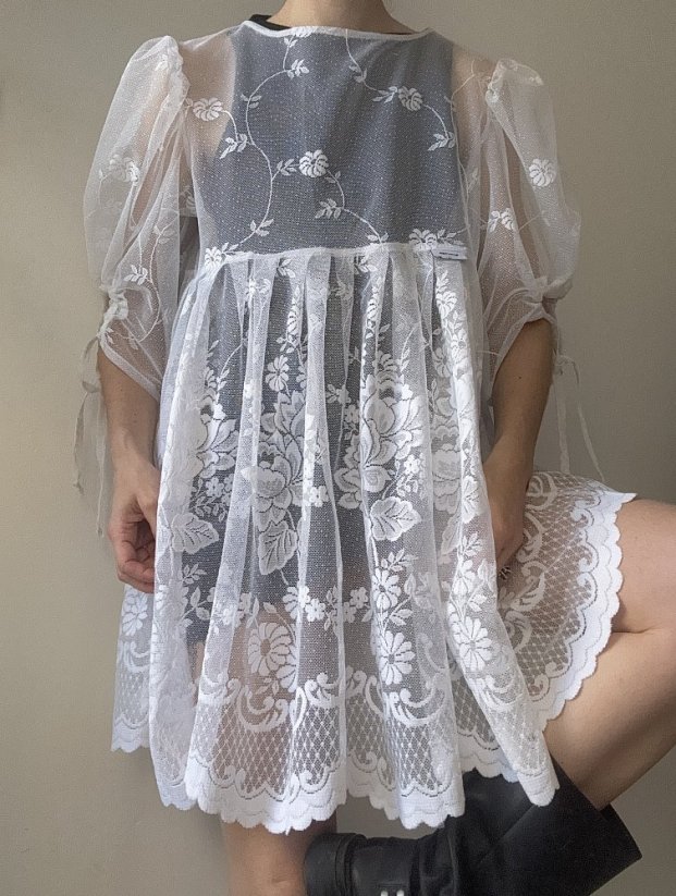 UPCYCLED CURTAIN DRESS SHORT